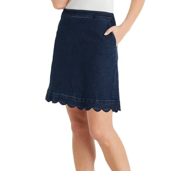 Draper James Scallop Denim Skirt size 2 in Dark Wash - Picture 1 of 6